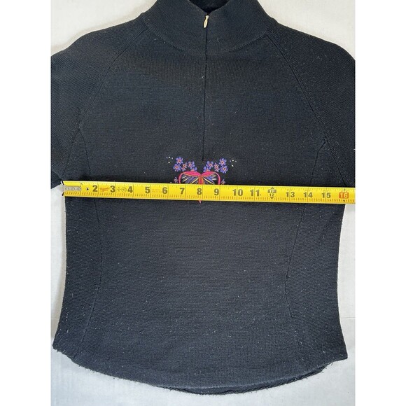 Vintage Obermeyer Wool Sweater Women’s Sz S Embroidered Nordic Flowers Cowl Neck - Picture 3 of 9